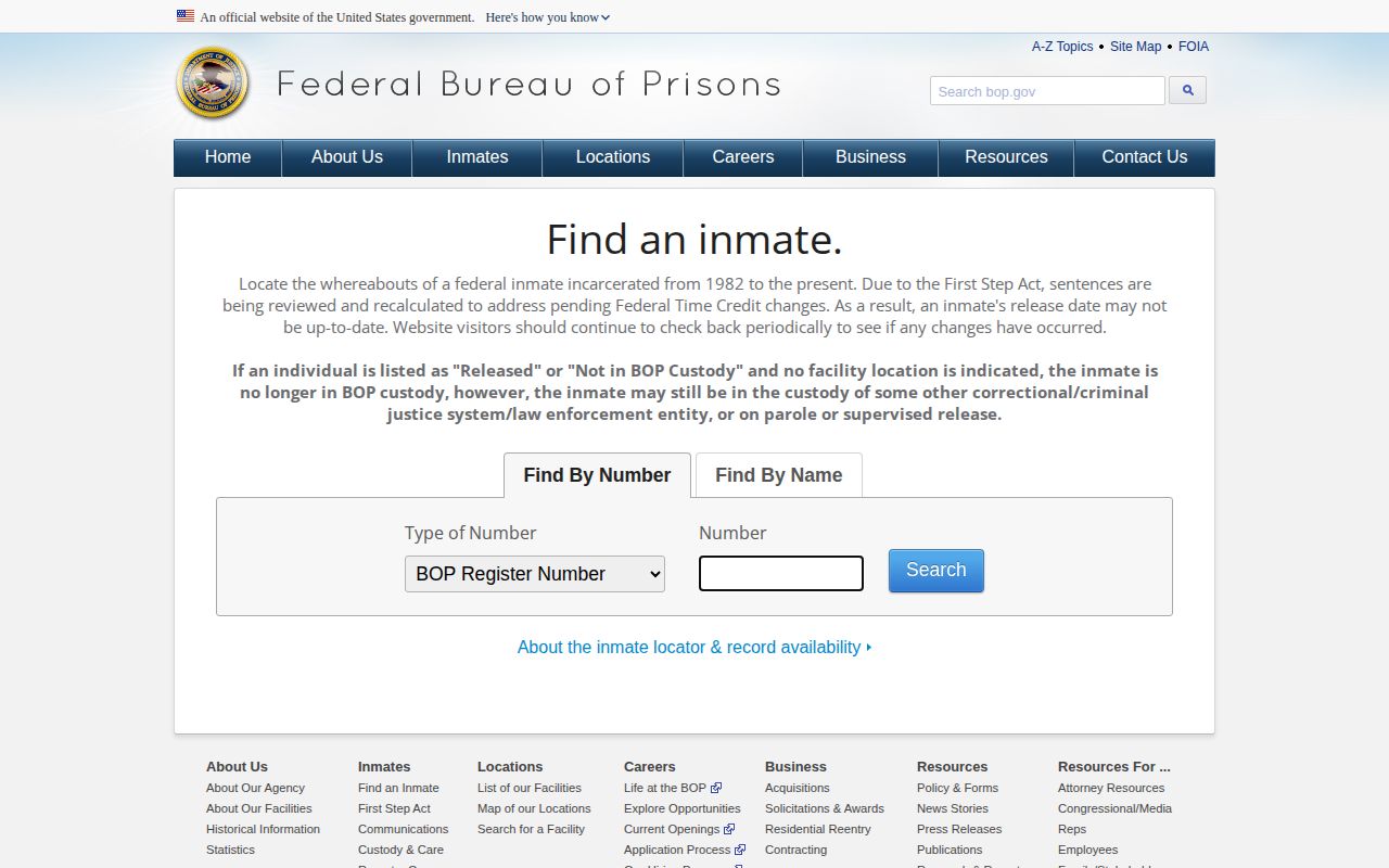 Federal BOP locator for Yuba County federal release search